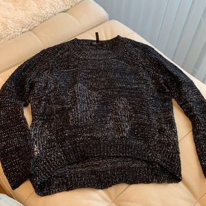 BCBGMaxAzria knit sweater with silver metallic threading